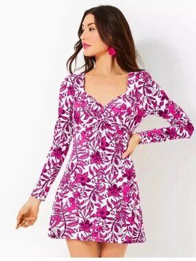 Lilly Pulitzer Anne Skirted Romper In Elderberry Blossom Women Size L